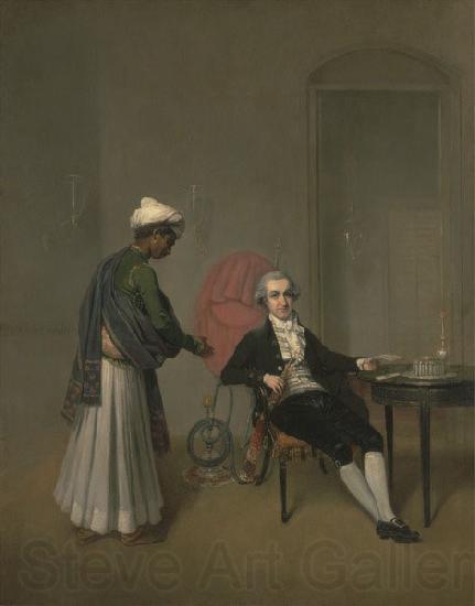 Arthur William Devis Portrait of a Gentleman, Possibly William Hickey, and an Indian Servant Norge oil painting art
